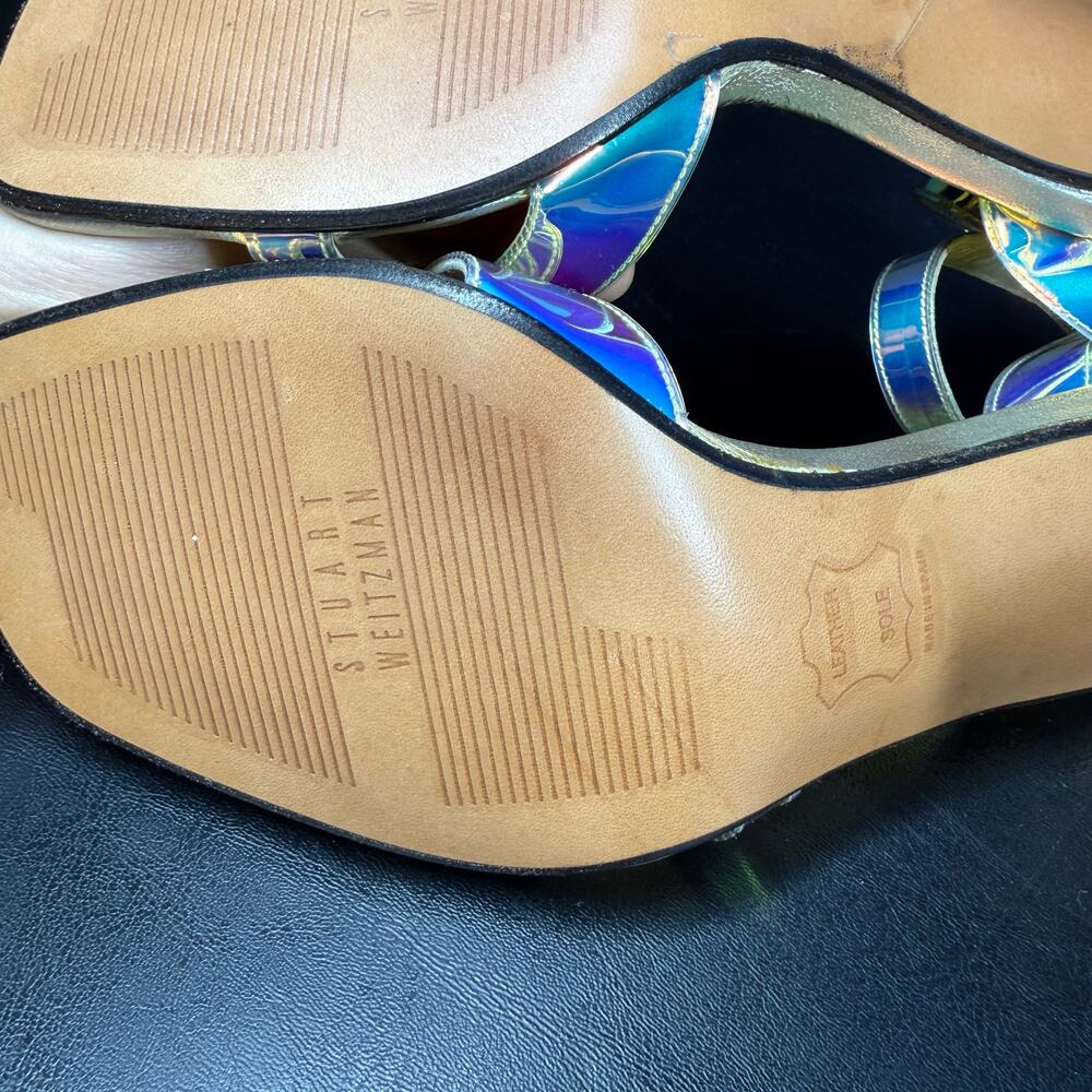 Stuart Weitzman Vintage Monami Mystic Vinyl Iridescent Holographic Heels 7.5 - Picture 11 of 14